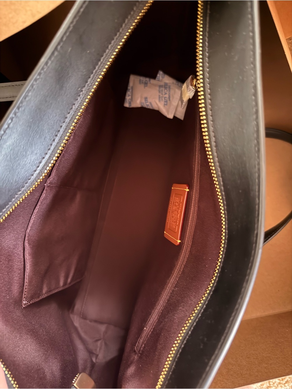 Coach Dark Brown Signature Canvas Tote with Black Leather Trim - Picture 8 of 8